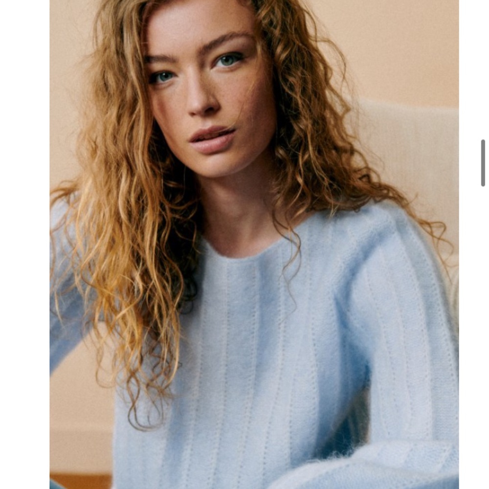 Sezane Sweater Light Blue Mohair Aretha Pullover Size XS